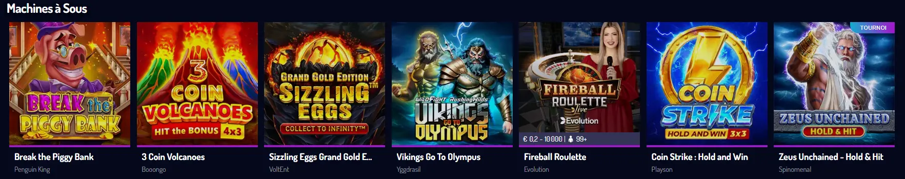 jeux au Lucky8