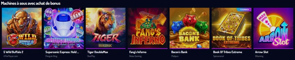 jeux exclusifs au Lucky8