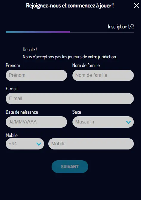 Inscription et l’application mobile au lucky8